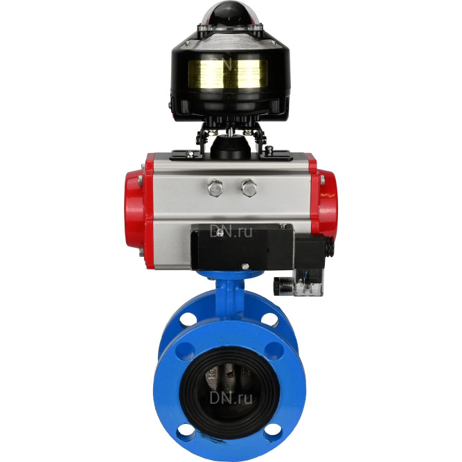 Затвор дисковый поворотный WBV1313E-2W-F-H Ду125 Ру16 фланцевый, корпус - чугун GGG40, диск - чугун GGG40, уплотнение - EPDM, с пневмоприводом PA-DA-130, пневмораспределителем 4M310-08 AC220V и БКВ APL-510N EX в Омске