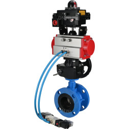 Затвор дисковый поворотный WBV1313E-2W-F-H Ду150 Ру16 фланцевый, корпус - чугун GGG40, диск - чугун GGG40, EPDM, с пневмоприводом PA-DA-130, пневмораспределителем 4V320-10 AC220V, БКВ APL-410N EX и ручным дублером MON1-250-T26-ISO