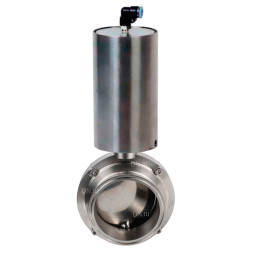 Затвор дисковый поворотный кламповый WBV3131E-2W-C-H Ду32 Ру10 корпус - пищевая нержавеющая сталь 304, уплотнение – EPDM, с пневмоприводом PA-SA-85 с возвратными пружинами