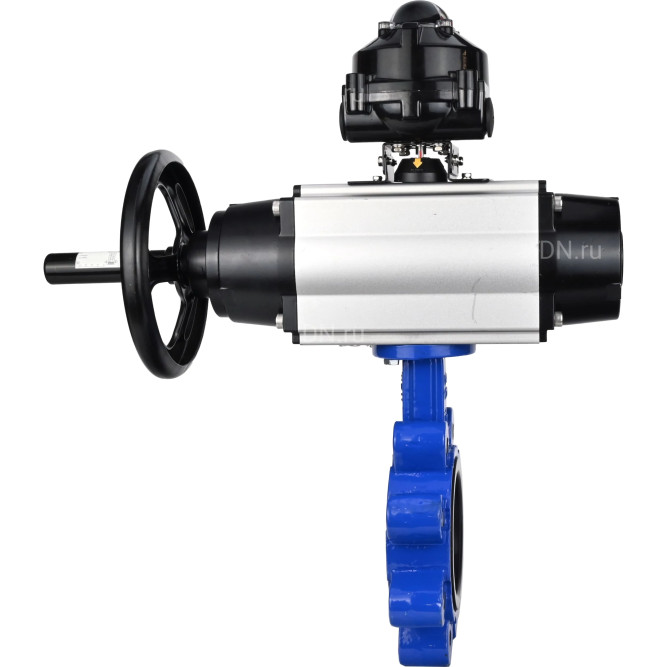Затвор дисковый поворотный WBV1616E-2W-Fb-H Ду150 Ру16 LUG корпус - чугун QT450, диск - чугун QT450, уплотнение - EPDM, с пневмоприводом PA-DA-105-1, пневмораспределителем 4M310-08 AC220V и БКВ APL-510N EX в Омске