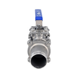 Кран шаровой BV3131P(3pc)-FP-W-ISO-H LONG Ду25 Ру63 полнопроходной, трехсоставной, корпус - нержавеющая сталь 304, уплотнение - PTFE, под приварку, с рукояткой
