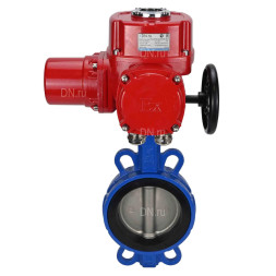 Затвор дисковый поворотный WBV1432N-2W-Fb-H Ду125 Ру16, корпус - чугун GGG50, диск - нержавеющая сталь 316L, уплотнение - NBR, с электроприводом QT-EX-015M-O2-220VAC-У1