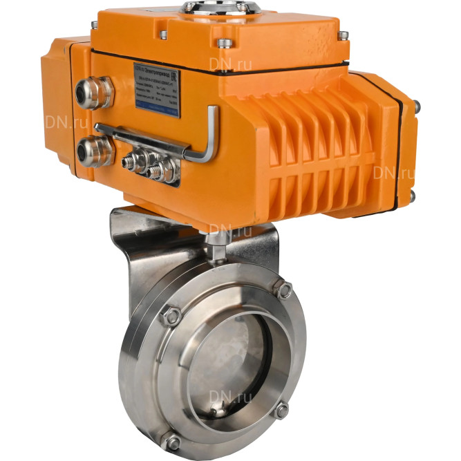 Затвор дисковый поворотный WBV3131E-2W-W-H Ду15 Ру10 под приварку, корпус - пищевая нержавеющая сталь 304, уплотнение - EPDM, с электроприводом QT-N-005EM-A1-220VAC-У1 c датчиком обратной связи и входным управляющим сигналом 4-20мА HARK в Омске
