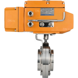 Затвор дисковый поворотный WBV3131E-2W-W-H Ду15 Ру10 под приварку, корпус - пищевая нержавеющая сталь 304, уплотнение - EPDM, с электроприводом QT-N-005EM-A1-220VAC-У1 c датчиком обратной связи и входным управляющим сигналом 4-20мА HARK