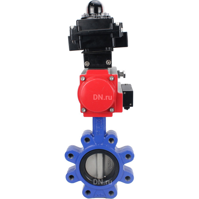 Затвор дисковый поворотный WBV1631E-2W-Fb-H Ду100 Ру16 LUG корпус - чугун QT450, диск - нержавеющая сталь 304, уплотнение - EPDM, с пневмоприводом PA-DA-083, пневмораспределителем 4M310-08 DC24V и БКВ APL-410N EX в Омске