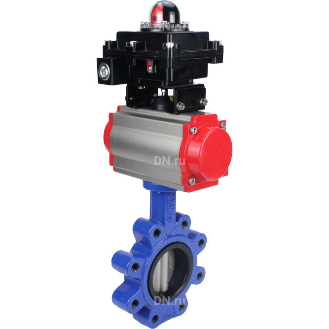 Затвор дисковый поворотный WBV1631E-2W-Fb-H Ду100 Ру16 LUG корпус - чугун QT450, диск - нержавеющая сталь 304, уплотнение - EPDM, с пневмоприводом PA-DA-083, пневмораспределителем 4M310-08 DC24V и БКВ APL-410N EX в Омске