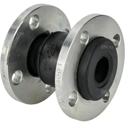 Компенсатор резиновый CR-E25-F Ду40 Ру16, резиновая вставка (корпус) - EPDM, тип присоединения - фланцевый, материал фланцев - сталь углеродистая оцинкованная