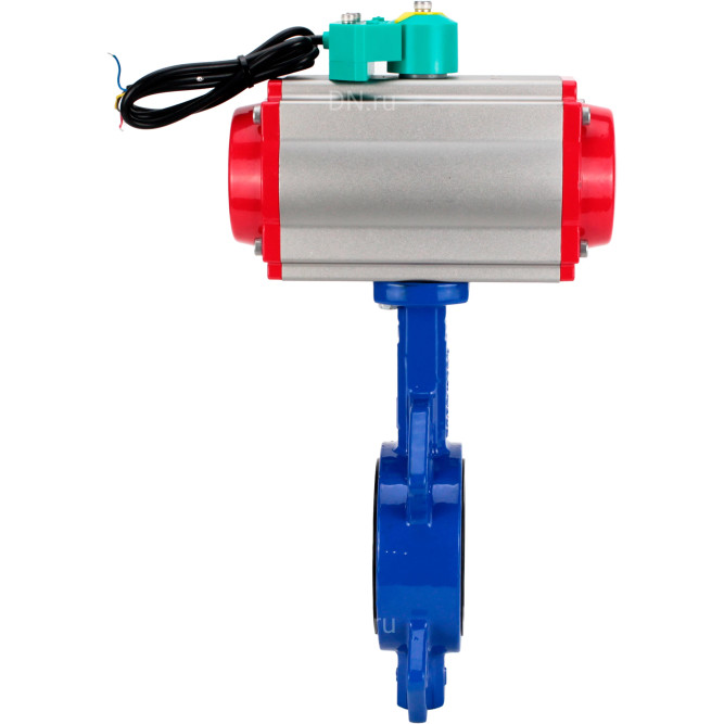 Затвор дисковый поворотный WBV1432E-2W-Fb-H Ду150 Ру16 корпус - чугун GGG50, диск - нержавеющая сталь 316L, уплотнение - EPDM, с пневмоприводом PA-DA-105, пневмораспределителем 4M310-08 DC24V и магнитным переключателем ALS200D в Омске