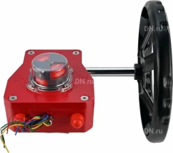 Редуктор четвертьоборотный HGBF RQN4-1200Z с индикатором положения и датчиком обратной связи, корпус - алюминий, штурвал - 300 мм, квадрат штока 27х27, F10/F14