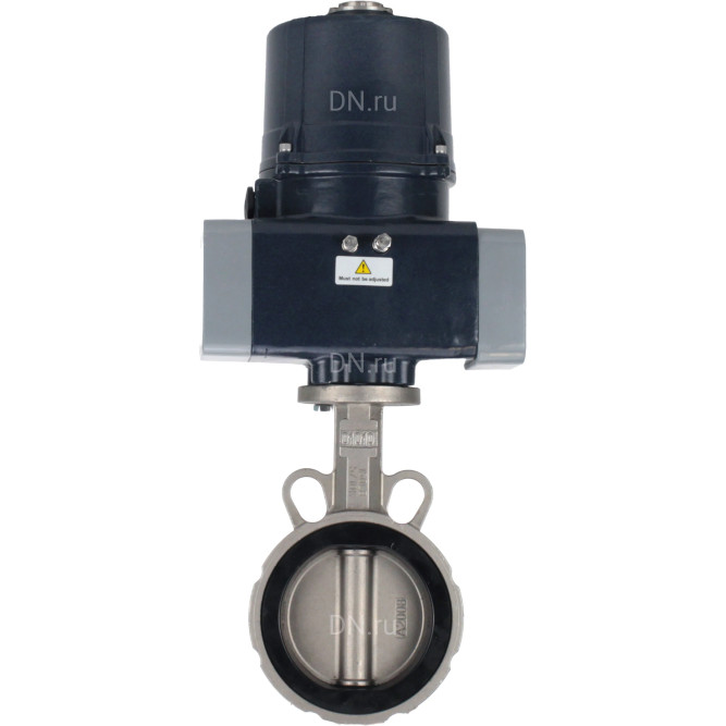 Затвор дисковый поворотный WBV3232E-2W-Fb-H Ду100 Ру16, корпус - нержавеющая сталь AISI 316L, диск - нержавеющая сталь 316L, уплотнение - EPDM, с электроприводом QTSA-N-014EM-O0-220VAC с пружинным возвратом в Омске