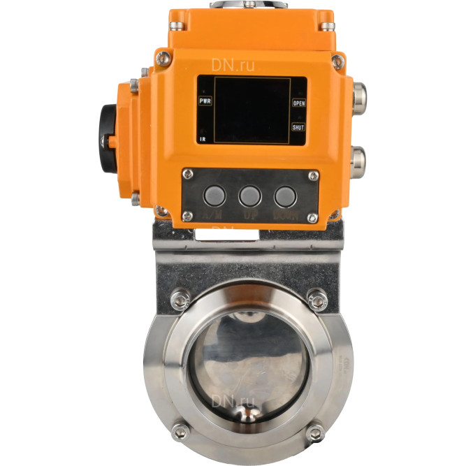 Затвор дисковый поворотный WBV3131E-2W-W-H Ду20 Ру10 под приварку, корпус - пищевая нержавеющая сталь 304, уплотнение - EPDM, с электроприводом QT-N-005EM-A1-220VAC-У1 c датчиком обратной связи и входным управляющим сигналом 4-20мА HARK в Омске