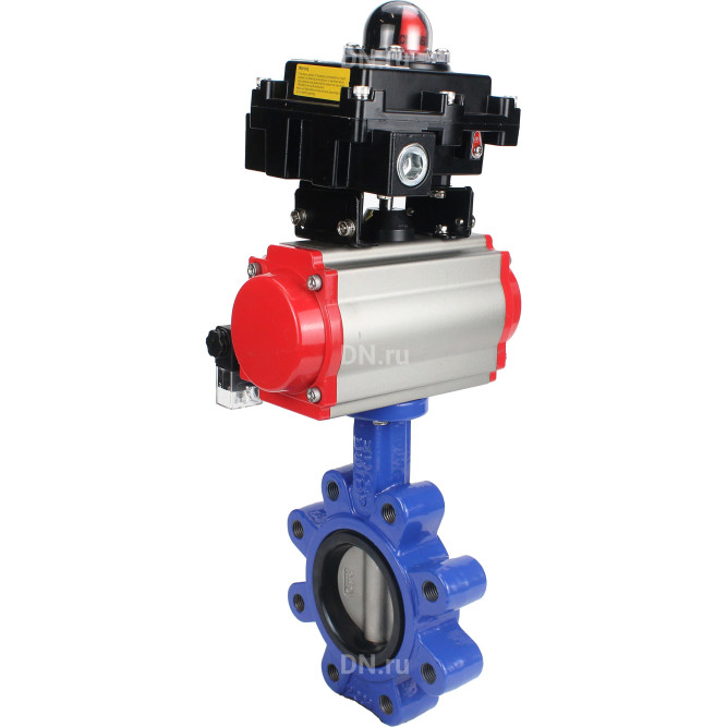 Затвор дисковый поворотный WBV1631E-2W-Fb-H Ду125 Ру16 LUG корпус - чугун QT450, диск - нержавеющая сталь 304, уплотнение - EPDM, с пневмоприводом PA-DA-105, пневмораспределителем 4M310-08 DC24V и БКВ APL-410N EX в Омске