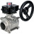 Кран шаровой BV3232P(3pc)-FP-W-ISO-H Ду32 Ру63 полнопроходной двухходовой, нержавеющая сталь SS316, под приварку, уплотнение - PTFE, с ISO фланцем и редуктором HGB RQN1-180Z с индикатором положения в Омске