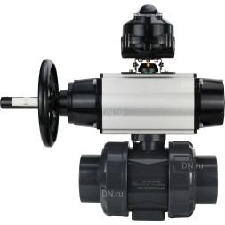 Кран шаровой BV4242E-FP-GRM-ISO Дн40 Ру10 полнопроходной, корпус - НПВХ, шар - НПВХ, уплотнение - EPDM, с пневмоприводом PA-DA-105-1 и БКВ APL-510N EX