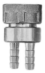 Переходник шланговый PCH-10-2 3/4″ Дн10 Ру10, выводов -2, с накидной гайкой и хомутом, внутренняя резьба/штуцер (елочка), корпус - латунь HPb57-3, уплотнение - EPDM