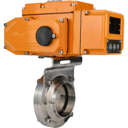 Затвор дисковый поворотный WBV3131E-2W-W-H Ду25 Ру10 под приварку, корпус - пищевая нержавеющая сталь 304, уплотнение - EPDM, с электроприводом QT-N-005EM-A1-220VAC-У1 c датчиком обратной связи и входным управляющим сигналом 4-20мА HARK