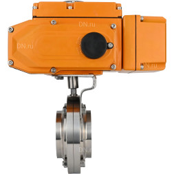 Затвор дисковый поворотный WBV3131E-2W-W-H Ду25 Ру10 под приварку, корпус - пищевая нержавеющая сталь 304, уплотнение - EPDM, с электроприводом QT-N-005EM-A1-220VAC-У1 c датчиком обратной связи и входным управляющим сигналом 4-20мА HARK