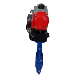 Затвор дисковый поворотный WBV1432N-2W-Fb-H Ду100 Ру16, корпус - чугун GGG50, диск - нержавеющая сталь 316L, уплотнение - NBR, с пневмоприводом PA-DA-083, пневмораспределителем 4M310-08 DC24V и ручным дублером MON2-450-T28-ISO