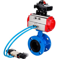 Затвор дисковый поворотный WBV1313E-2W-F-H Ду200 Ру16, корпус - чугун GGG40, диск - чугун GGG40, уплотнение - EPDM, с пневмоприводом PA-DA-140, пневмораспределителем 4M320-10 AC220V и БКВ APL-210N