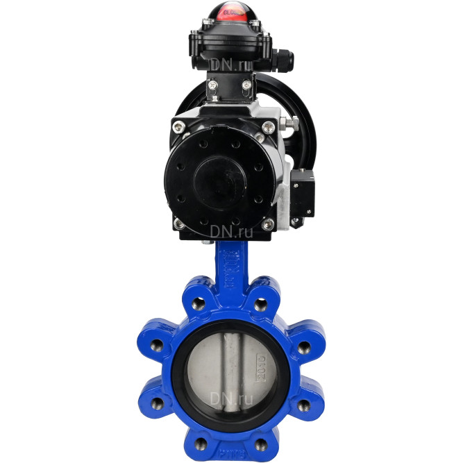 Затвор дисковый поворотный WBV1631N-2W-Fb-H Ду125 Ру16 LUG корпус - чугун QT450, диск - нержавеющая сталь 304, уплотнение - NBR, с пневмоприводом PA-DA-105-1, пневмораспределителем 4M310-08 AC220V и БКВ APL-210N в Омске