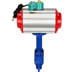 Затвор дисковый поворотный WBV1132N-2W-Fb-H Ду125 Ру16 корпус - чугун GG25, диск - нержавеющая сталь 316L, уплотнение - NBR, с пневмоприводом PA-DA-105, пневмораспределителем 4M310-08 AC220V и магнитным переключателем ALS200D