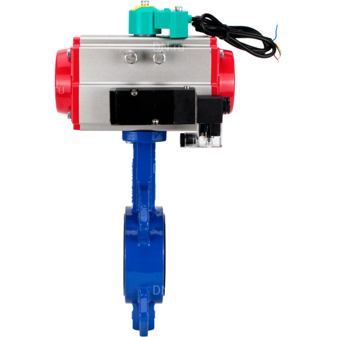 Затвор дисковый поворотный WBV1432E-2W-Fb-H Ду50 Ру16 корпус - чугун GGG50, диск - нержавеющая сталь 316L, уплотнение - EPDM, с пневмоприводом PA-DA-065, пневмораспределителем 4M310-08 DC24V и магнитным переключателем ALS200D в Омске