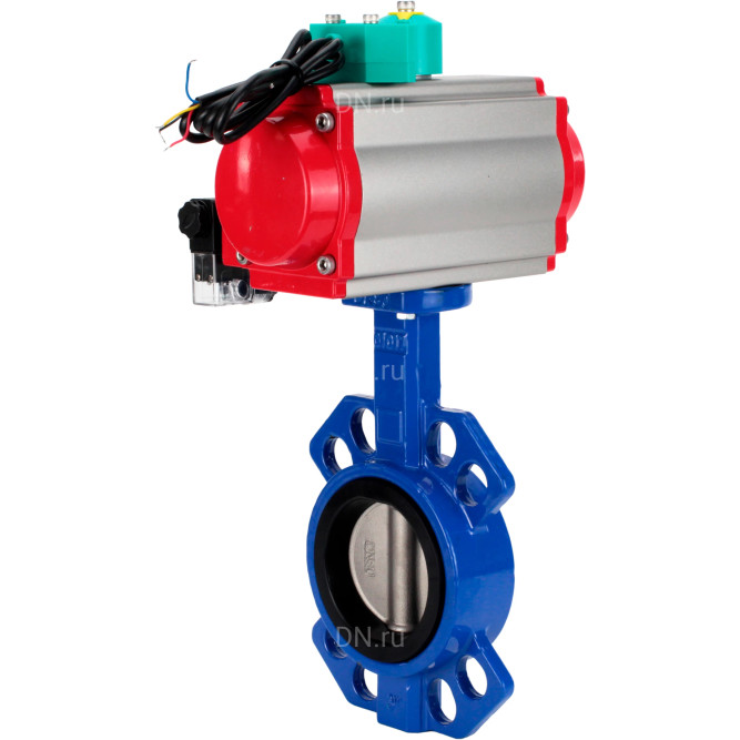 Затвор дисковый поворотный WBV1432E-2W-Fb-H Ду50 Ру16 корпус - чугун GGG50, диск - нержавеющая сталь 316L, уплотнение - EPDM, с пневмоприводом PA-DA-065, пневмораспределителем 4M310-08 DC24V и магнитным переключателем ALS200D в Омске