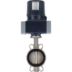 Затвор дисковый поворотный WBV3232N-2W-Fb-H Ду125 Ру16, корпус - нержавеющая сталь AISI 316L, диск - нержавеющая сталь 316L, уплотнение - NBR, с электроприводом QTSA-N-020EM-O0-220VAC с пружинным возвратом