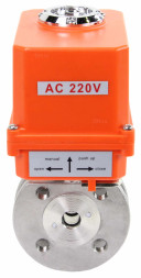 Кран шаровой BV3232P-FP-Fb-ISO-H Ду15 Ру16, корпус - сталь 316, уплотнение - PTFE, полнопроходной, межфланцевый с электроприводом QT-N-003EM-O1-220VAC-У1 MINI