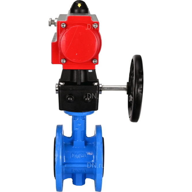 Затвор дисковый поворотный WBV1313E-2W-F-H Ду125 Ру16 фланцевый, корпус - чугун GGG40, диск - чугун GGG40, уплотнение - EPDM, с пневмоприводом PA-DA-130 и ручным дублером MON1-250-T26-ISO в Омске