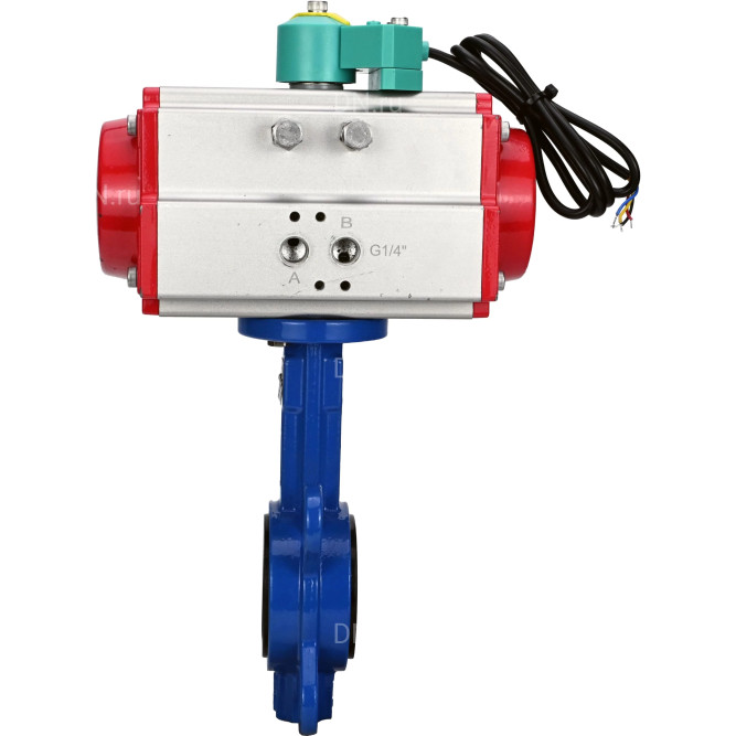 Затвор дисковый поворотный WBV1413E-2W-Fb-H Ду65 Ру16, корпус - чугун GGG50, диск - чугун GGG40, уплотнение - EPDM, с пневмоприводом PA-SA-083 и магнитным переключателем ALS200D в Омске