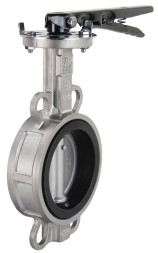 Затвор дисковый поворотный WBV3232N-2W-Fb-H Ду100 Ру16 межфланцевый, корпус - нержавеющая сталь 316L, диск - нержавеющая сталь 316L, уплотнение - NBR, с рукояткой, квадрат 11х11, F07