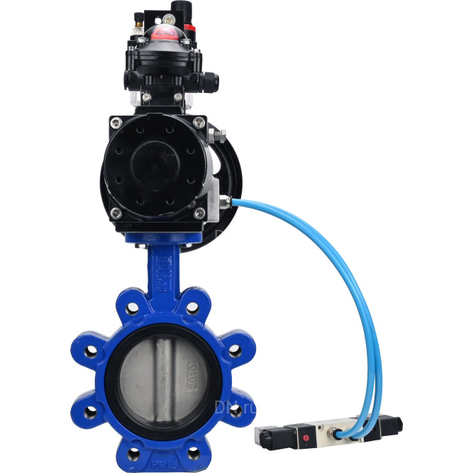 Затвор дисковый поворотный WBV1631E-2W-Fb-H Ду150 Ру16 LUG корпус - чугун QT450, диск - нержавеющая сталь 304, уплотнение - EPDM, с пневмоприводом PA-DA-105-1, пневмораспределителем 4V320-10 AC220V, БКВ APL-210N и БПВ AFC2000 в Омске