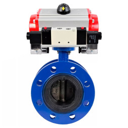 Затвор дисковый поворотный WBV1331E-2W-F-R Ду300 Ру16 фланцевый, корпус - чугун GGG40, диск - нержавеющая сталь 304, уплотнение - EPDM, с пневмоприводом PA-DA-210, пневмораспределителем 4M320-08 AC220V