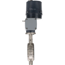 Затвор дисковый поворотный WBV3232N-2W-Fb-H Ду150 Ру16, корпус - нержавеющая сталь AISI 316L, диск - нержавеющая сталь 316L, уплотнение - NBR, с электроприводом QTSA-N-030EM-O0-220VAC с пружинным возвратом