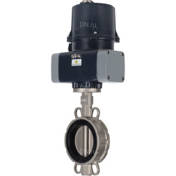 Затвор дисковый поворотный WBV3232N-2W-Fb-H Ду150 Ру16, корпус - нержавеющая сталь AISI 316L, диск - нержавеющая сталь 316L, уплотнение - NBR, с электроприводом QTSA-N-030EM-O0-220VAC с пружинным возвратом