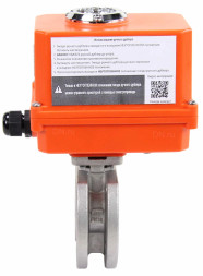Кран шаровой BV3232P-FP-Fb-ISO-H Ду20 Ру16, корпус - сталь 316, уплотнение - PTFE, полнопроходной, межфланцевый с электроприводом QT-N-003EM-O1-220VAC-У1 MINI