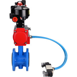Затвор дисковый поворотный WBV1313E-2W-F-H Ду50 Ру16 фланцевый, корпус - чугун GGG40, диск - чугун GGG40, EPDM, с пневмоприводом PA-DA-105, пневмораспределителем 4V320-08 AC220V, БКВ APL-510N EX и БПВ AFC2000