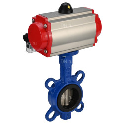 Затвор дисковый поворотный WBV1132N-2W-Fb-H Ду50 Ру16, корпус - чугун GG25, диск - нержавеющая сталь 316L, уплотнение - NBR, с пневмоприводом PA-SA-083 с возвратными пружинами, пневмораспределителем 4M310-08 AC220V