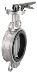 Затвор дисковый поворотный WBV3232N-2W-Fb-H Ду125 Ру16 межфланцевый, корпус - нержавеющая сталь 316L, диск - нержавеющая сталь 316L, уплотнение - NBR, с рукояткой, квадрат 14х14, F07