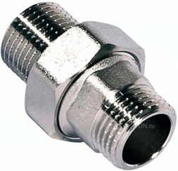 Соединение разъемное (американка) А-304-НР-НР-PTFE 3/4″ Ду20 Ру20 с уплотнением под гайкой по плоскости, корпус - нержавеющая сталь AISI 304, присоединение - наружная/наружная резьба, тип резьбы - BSPT
