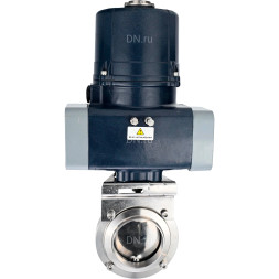 Затвор дисковый поворотный WBV3131E-2W-W-H Ду80 Ру10 под приварку, корпус - пищевая нерж. сталь AISI 304, диск - нерж. сталь AISI 304, уплотнение - EPDM, с электроприводом четвертьоборотным QTSA-N-003EM-O0-220VAC с пружинным возвратом
