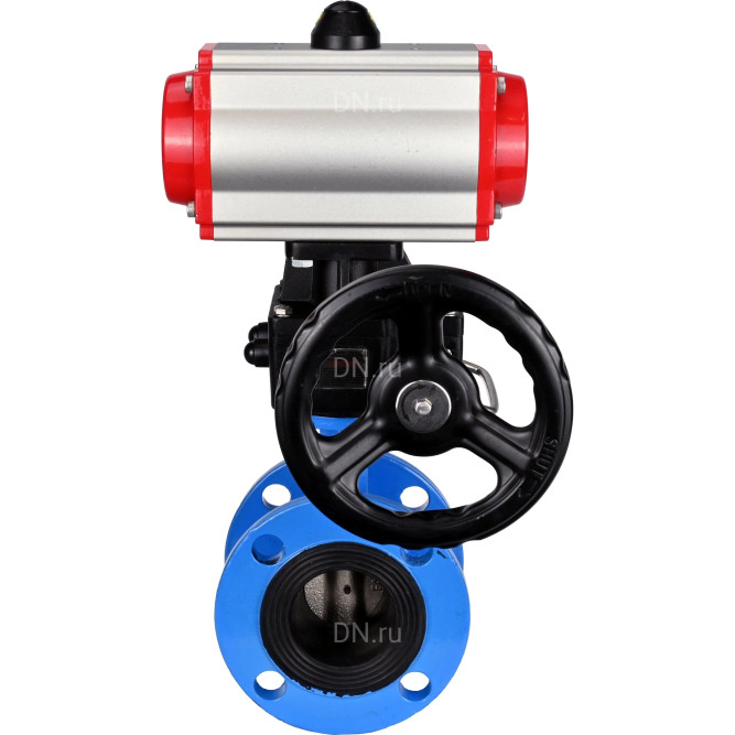 Затвор дисковый поворотный WBV1313E-2W-F-H Ду200 Ру16 фланцевый, корпус - чугун GGG40, диск - чугун GGG40, уплотнение - EPDM, с пневмоприводом PA-DA-140 и ручным дублером MON2-450-T28-ISO в Омске