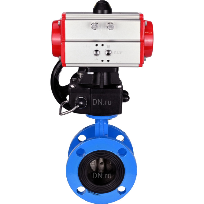Затвор дисковый поворотный WBV1313E-2W-F-H Ду200 Ру16 фланцевый, корпус - чугун GGG40, диск - чугун GGG40, уплотнение - EPDM, с пневмоприводом PA-DA-140 и ручным дублером MON2-450-T28-ISO в Омске