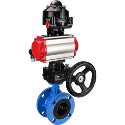 Затвор дисковый поворотный WBV1313E-2W-F-H Ду200 Ру16 фланцевый, корпус - чугун GGG40, диск - чугун GGG40, EPDM, с пневмоприводом PA-DA-140, пневмораспределителем 4M310-08 DC24V, БКВ APL-510N EX и ручным дублером MON2-450-T28-ISO