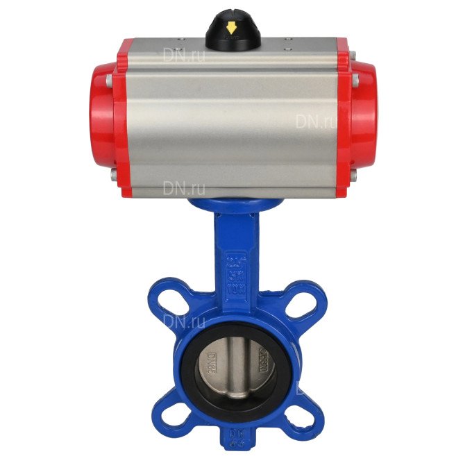 Затвор дисковый поворотный WBV1432E-2W-Fb-H Ду125 Ру16, корпус - чугун GGG50, диск - нержавеющая сталь 316L, уплотнение - EPDM, с пневмоприводом PA-DA-083 двойного действия, пневмораспределителем 4M310-08 DC24V в Омске