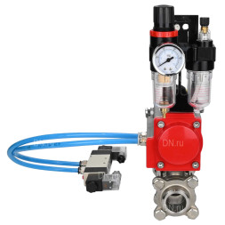 Кран шаровой BV3232P(3pc)-FP-W-ISO-H Ду65 Ру25, полнопроходной под приварку, нержавеющая сталь SS316, уплотнение - PTFE, с пневмоприводом PA-DA-083 двойного действия, с пневмораспределителем 4V320-10 AC220V, с БПВ AFC2000