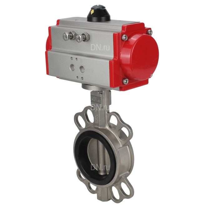 Затвор дисковый поворотный WBV3131N-2W-Fb-H Ду80 Ру16, корпус - нержавеющая сталь 304, диск - нержавеющая сталь 304, уплотнение - NBR, с пневмоприводом PA-DA-083 двойного действия в Омске