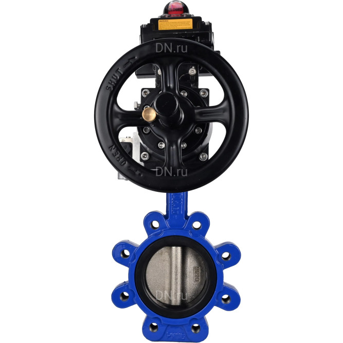 Затвор дисковый поворотный WBV1616N-2W-Fb-H Ду125 Ру16 LUG корпус - чугун QT450, диск - чугун QT450, уплотнение - NBR, с пневмоприводом PA-DA-105-1, пневмораспределителем 4M310-08 DC24V и БКВ APL-410N EX в Омске
