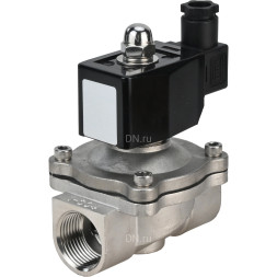 Клапан электромагнитный VS331-VT-NC-24VDC 3/4″ Ду20 Ру10, соленоидный двухходовой, корпус - нержавеющая сталь 304, уплотнение - Viton, резьбовой, нормально-закрытый, прямого действия, катушка - 24В